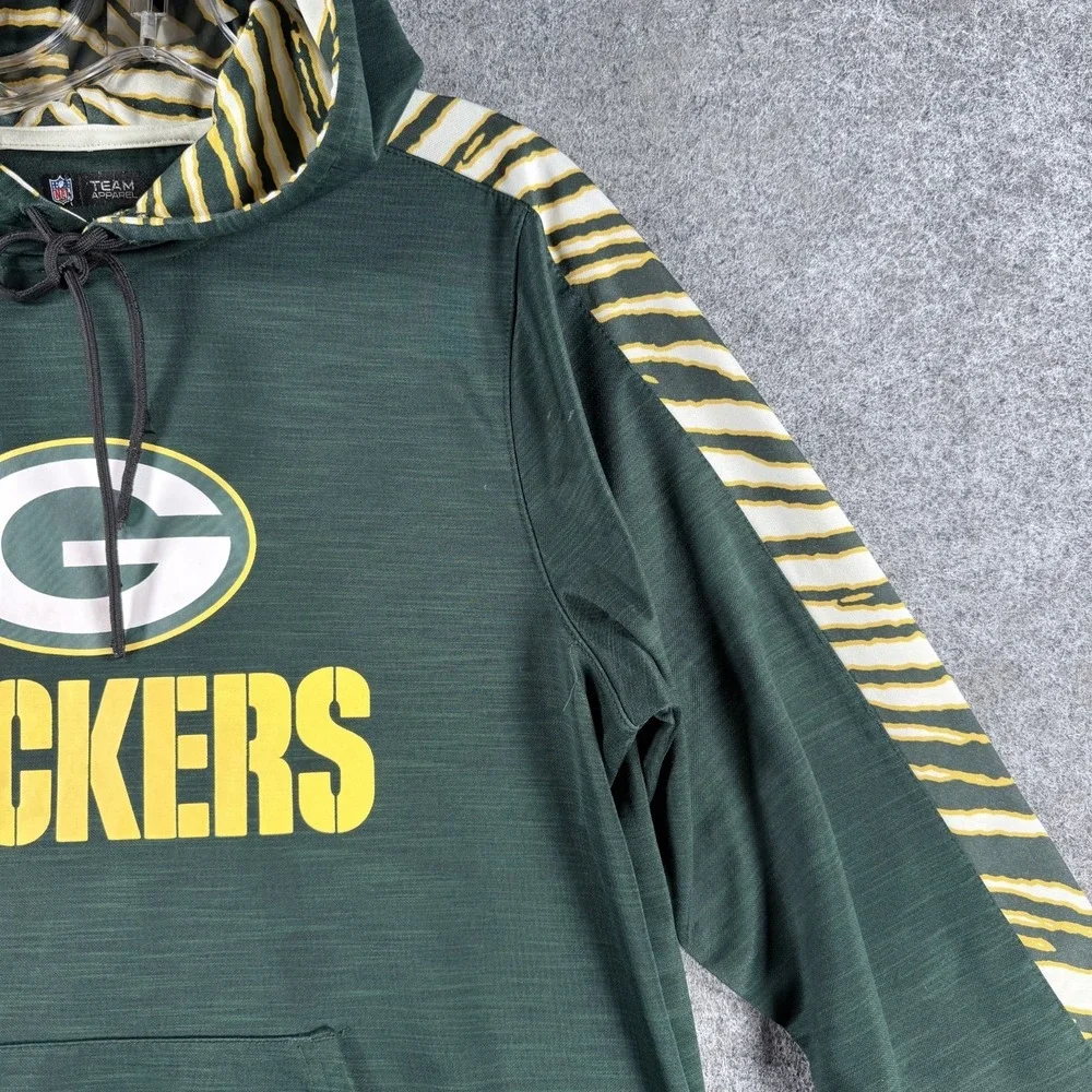 NFL Team Apparel Hoodie Mens M Green Green Bay Packers Zebra Print Long‎ Sleeve